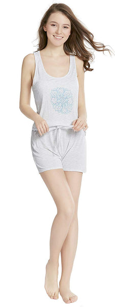 Ink+Ivy Lounge Women Pajamas Set - Pajama Shorts and Tank Top Sleepwear for Women, Heather Grey, XL
