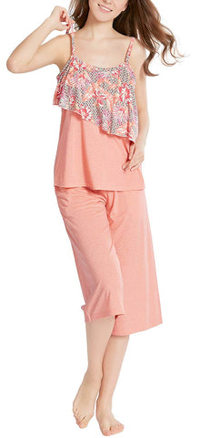 Summer Pajamas for Women, Camisole Capri Pajama for Woman - Pjs Women Tank Tops Lounge Capris Sets Bermuda S