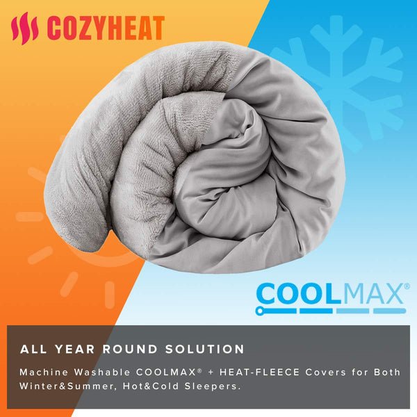 Degrees of Comfort Weighted Blanket w/ 2 Duvet Covers Include Cooling Coolmax for Hot & Cold Sleepers|Advanced Nano-Ceramic Beads Deliver Durability & Silky Comfort (60x80 20lbs, Grey)