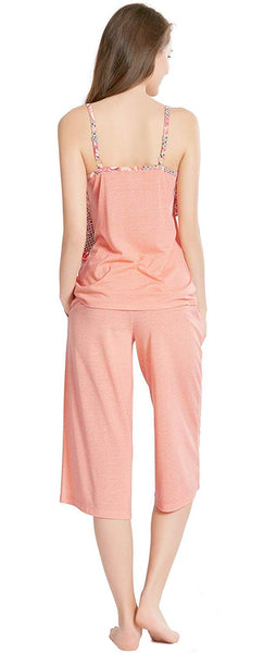 Summer Pajamas for Women, Camisole Capri Pajama for Woman - Pjs Women Tank Tops Lounge Capris Sets Bermuda S