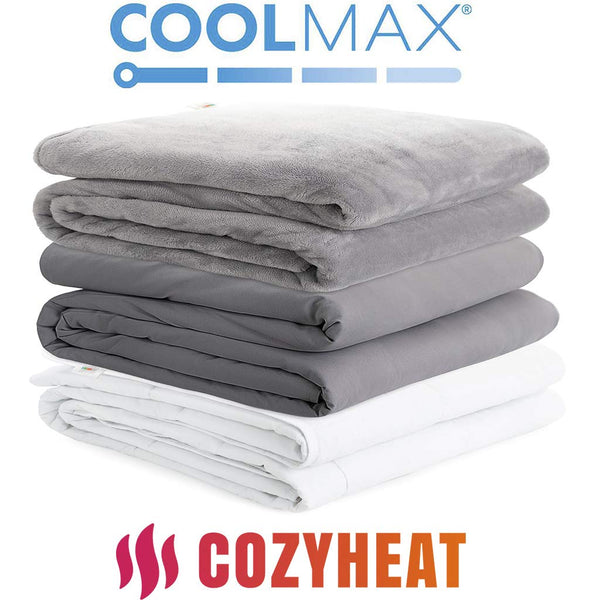 Degrees of Comfort Weighted Blanket w/ 2 Duvet Covers Include Cooling Coolmax for Hot & Cold Sleepers|Advanced Nano-Ceramic Beads Deliver Durability & Silky Comfort (60x80 20lbs, Grey)