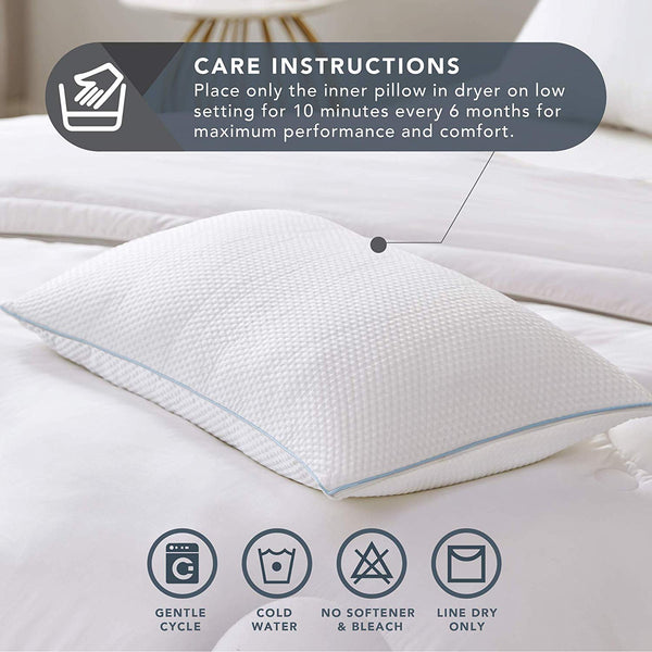 [Advanced] Cooling Pillow w/Shredded Memory Foam| Certipur with Extra Foam Included - Back, Side & Stomach Sleepers Stay Cool & Comfortable w/Patented Triple Vent Cooling System
