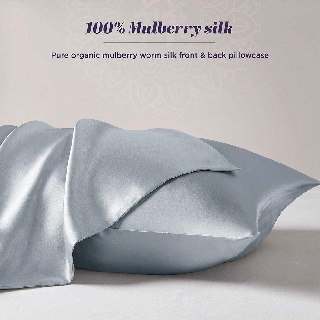 Lulusilk Mulberry Silk Pillowcase For Hair And Skin, 100 Pure Silk Pillow  Case Cover 16 Momme With Hidden Zipper, Silvergrey, Queen Size, Pack Of 1 P