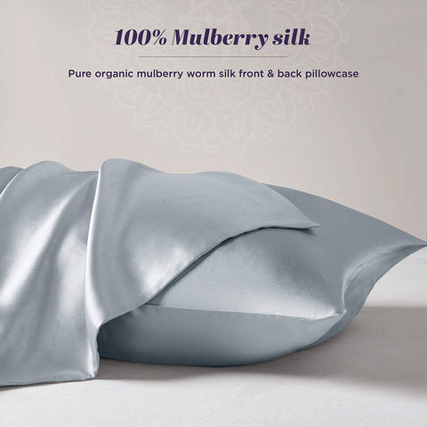 Silk Pillowcase for Hair and Skin - 100% Organic Pure Mulberry Worm Silk - Hidden Zipper - Premium, Soft, Allergen Resistant - Luxurious 25 Momme Silk