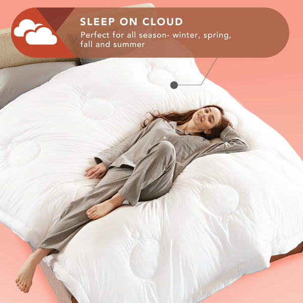 Codi All-Season Cooling Comforter- Forever Fluffy, Silky Soft White Down Alternative Comforter for Hot Sleepers-Plushest Breathable Stand-Alone Quilted Eucalyptus Blanket, Eco Friendly Twin/Twin XL