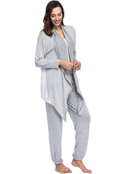 Cardigan for Women, Long Sleeve Open Front Cardigan Sweater Cardi Wrap, Oatmeal L Large