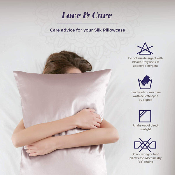 Silk Pillowcase for Hair and Skin - 100% Organic Pure Mulberry Worm Silk - Hidden Zipper - Premium, Soft, Allergen Resistant - Luxurious Silk