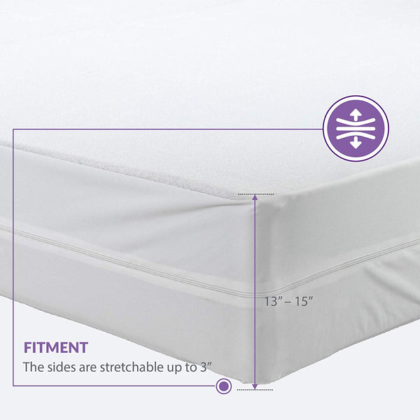 Degrees of Comfort Waterproof Zippered Mattress Encasement - Breathable Bed Bug Mattress Cover with Advance Patented Zipper Flap Design - 3M Scotchgard Stain Release Technology