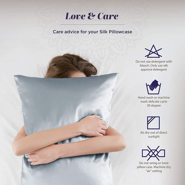 Silk Pillowcase for Hair and Skin - 100% Organic Pure Mulberry Worm Silk - Hidden Zipper - Premium, Soft, Allergen Resistant - Luxurious 25 Momme Silk