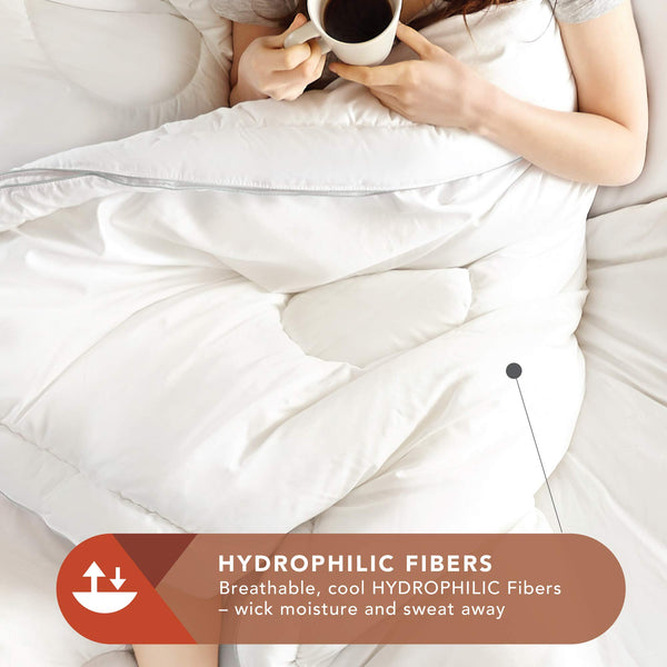Codi All-Season Cooling Comforter- Forever Fluffy, Silky Soft White Down Alternative Comforter for Hot Sleepers-Plushest Breathable Stand-Alone Quilted Eucalyptus Blanket, Eco Friendly Twin/Twin XL