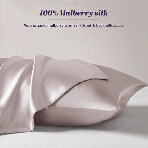 Silk Pillowcase for Hair and Skin - 100% Organic Pure Mulberry Worm Silk - Hidden Zipper - Premium, Soft, Allergen Resistant - Luxurious Silk
