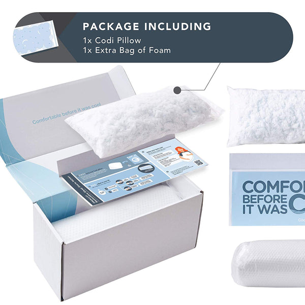 [Advanced] Cooling Pillow w/Shredded Memory Foam| Certipur with Extra Foam Included - Back, Side & Stomach Sleepers Stay Cool & Comfortable w/Patented Triple Vent Cooling System