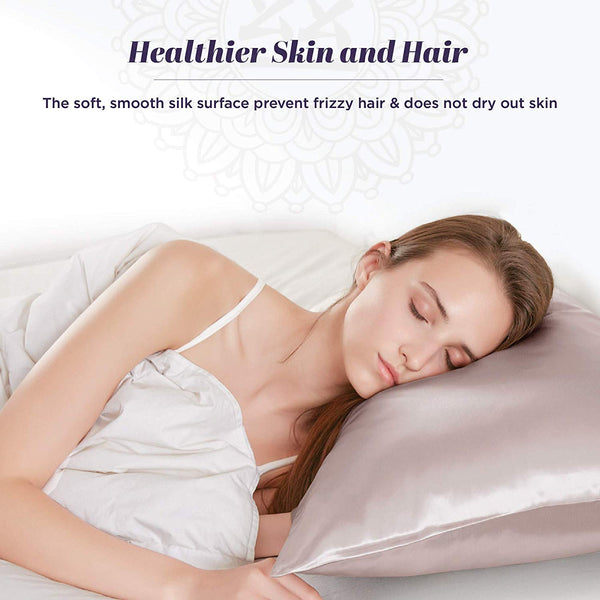 Silk Pillowcase for Hair and Skin - 100% Organic Pure Mulberry Worm Silk - Hidden Zipper - Premium, Soft, Allergen Resistant - Luxurious Silk
