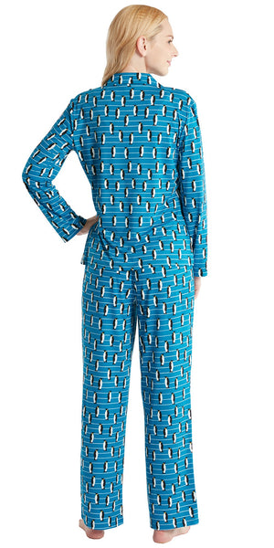 3-PK Pajama Set for Women, Ladies Sleepwear Pajamas with Tops, Button Down & Pants, Navy S