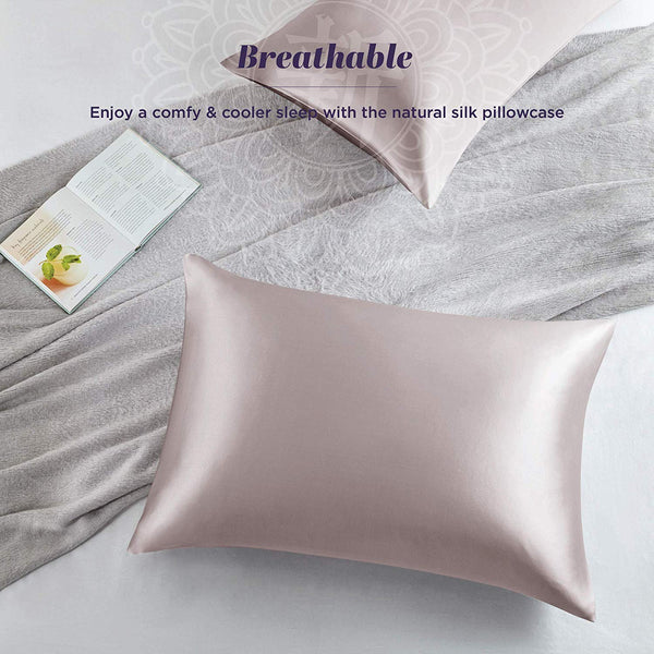 Silk Pillowcase for Hair and Skin - 100% Organic Pure Mulberry Worm Silk - Hidden Zipper - Premium, Soft, Allergen Resistant - Luxurious Silk