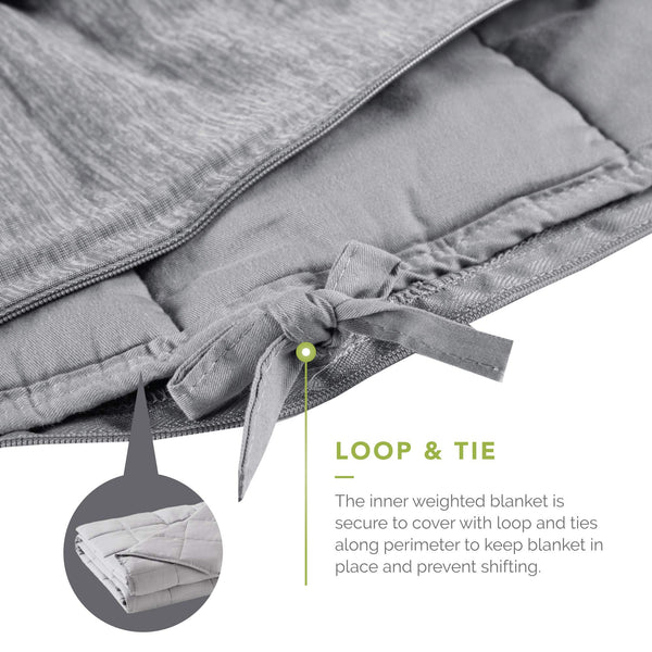 Degrees of Comfort [Advance] Cooling Weighted Blanket with Inner Cotton Insert Patented Zoning Design Distributes Weight to Sides (Grey/Grey 12lbs 48x72)