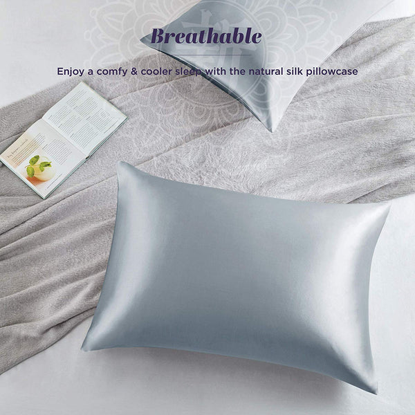 Silk Pillowcase for Hair and Skin - 100% Organic Pure Mulberry Worm Silk - Hidden Zipper - Premium, Soft, Allergen Resistant - Luxurious 25 Momme Silk