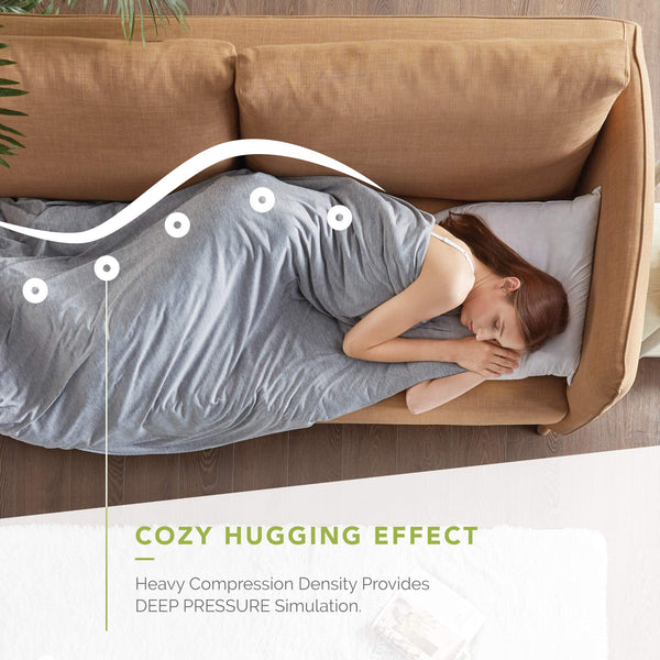 Degrees of Comfort [Advance] Cooling Weighted Blanket with Inner Cotton Insert Patented Zoning Design Distributes Weight to Sides (Grey/Grey 12lbs 48x72)