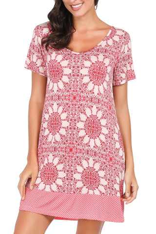 Tshirt Nightgowns for Women, Womens Night Sleep Shirt Pajama Dress, Vneck Chemise,Paisley Picnic 2X